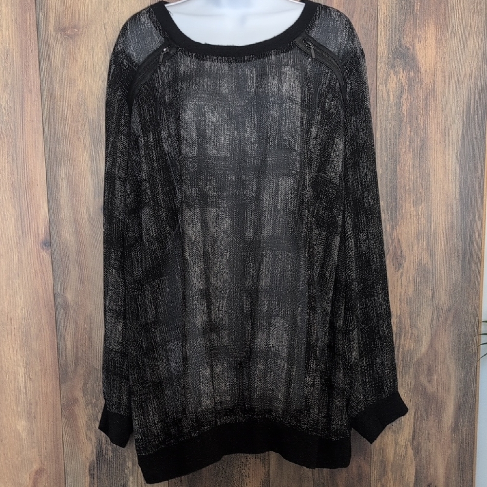 Lane Bryant Sheer Black Knit Blouse 22/24